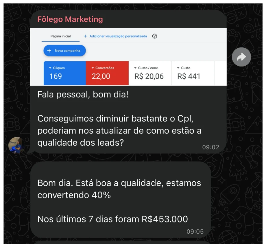 Conversa real com cliente