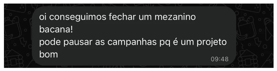 Conversa real com cliente
