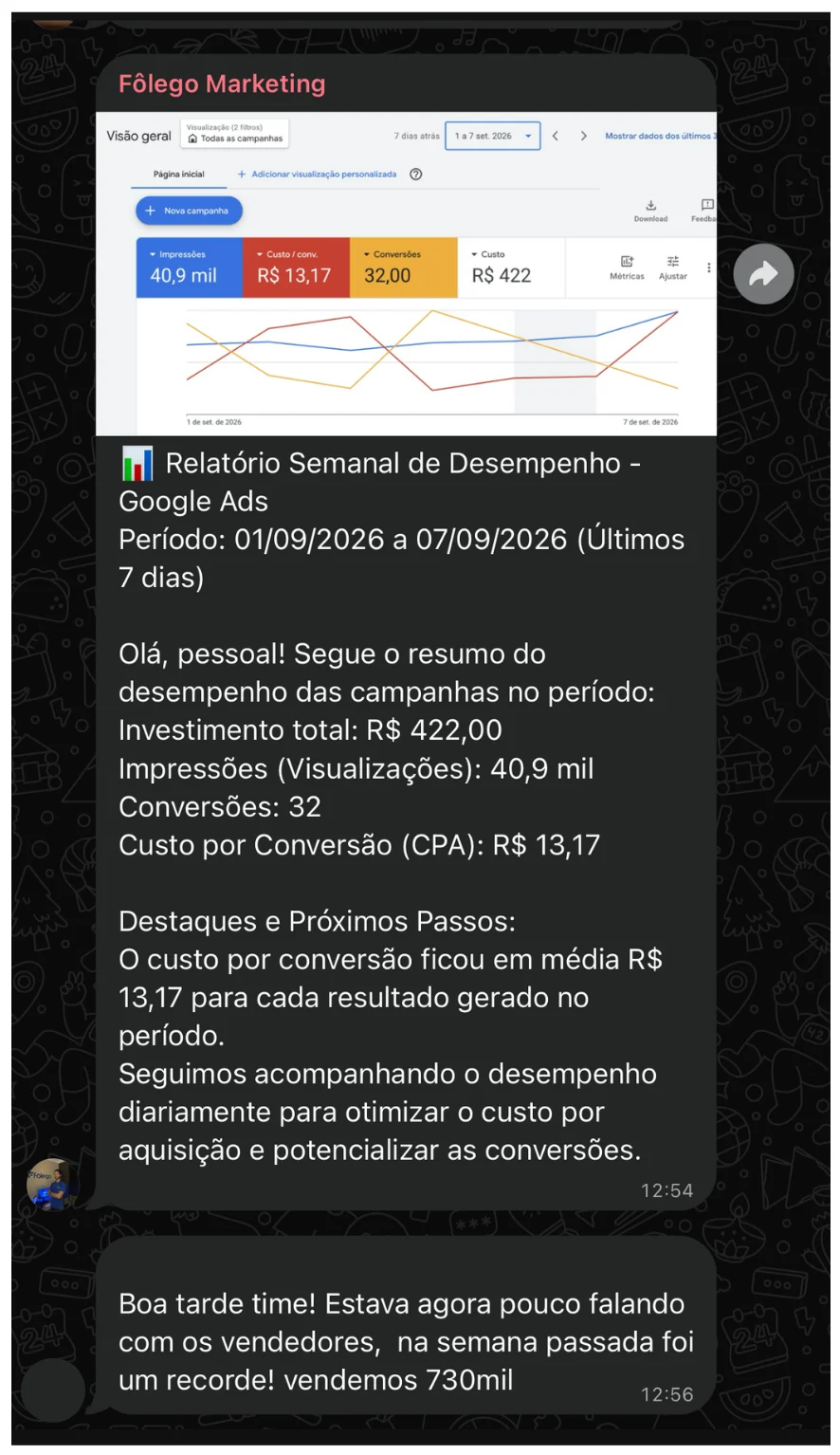 Conversa real com cliente
